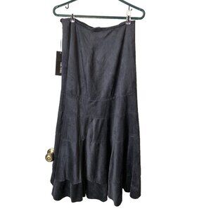 ForCynthia A Line Maxi Anthracite Black Faux Suede Skirt lined Sz 8 Boho Classic